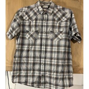 Ariat Shirt Mens Large Multi Color Plaid Retro Fit Hawk Snap Western Cotton